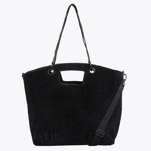 Beis Terry Tote in black. Short straps and long straps included.